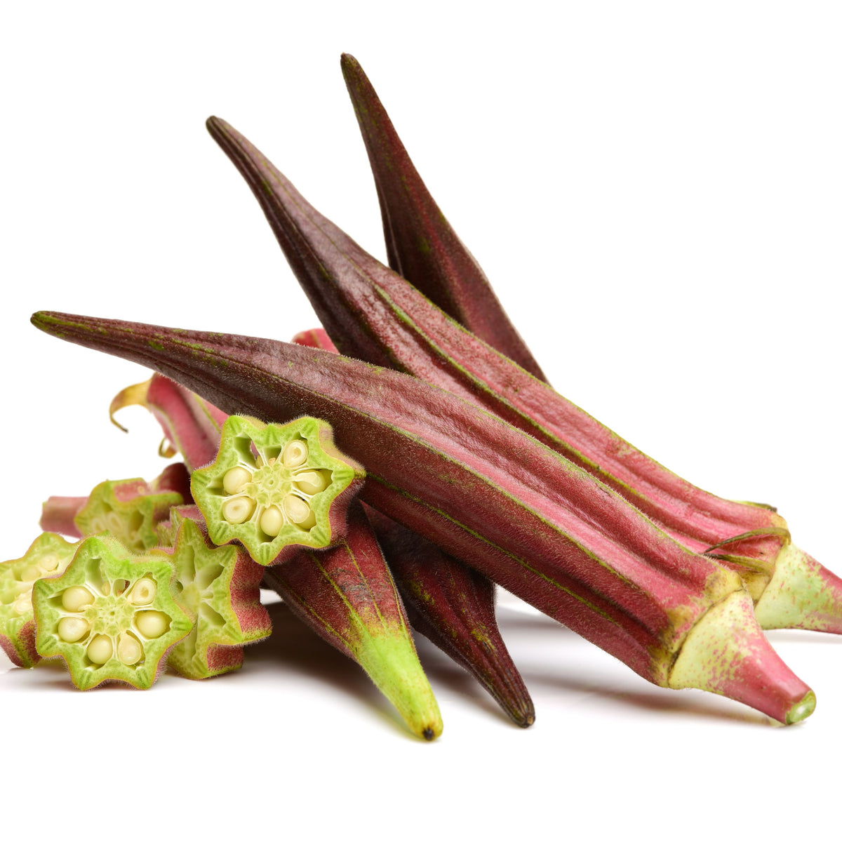 20s| Red Burgundy Okra Seeds - Authentic - Open-Pollinated - Asian Garden~ Organic - Heirloom - Vegetable Seeds - #8006