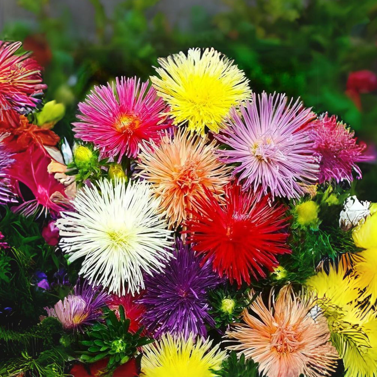 20s | Nova Mix - Aster Seeds (Needle) – Heirloom – Non-GMO – Fall Blooms – Pollinator Friendly – Perennial & Annual – Easy to Grow – Colorful Autumn Flowers – Garden to Table – Cottage Garden#8036