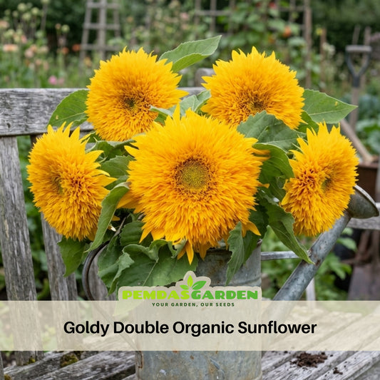 Goldy Double Organic Sunflower Seeds, 25+ seeds