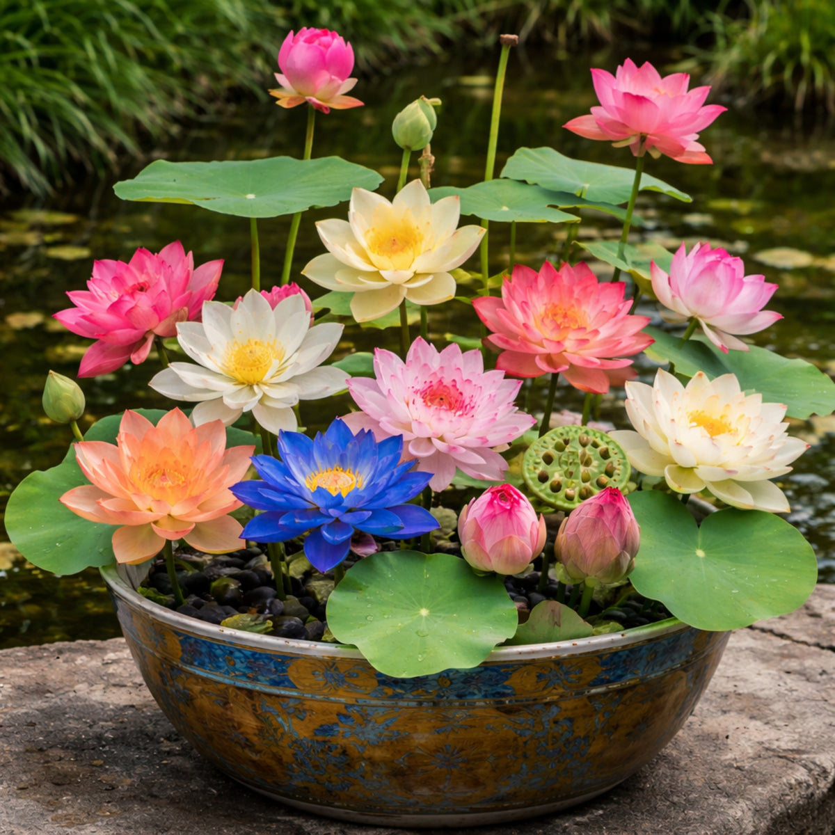 5+ Rare Seeds - Mix Colour Mini Lotus Seeds, Edible Seeds & Roots